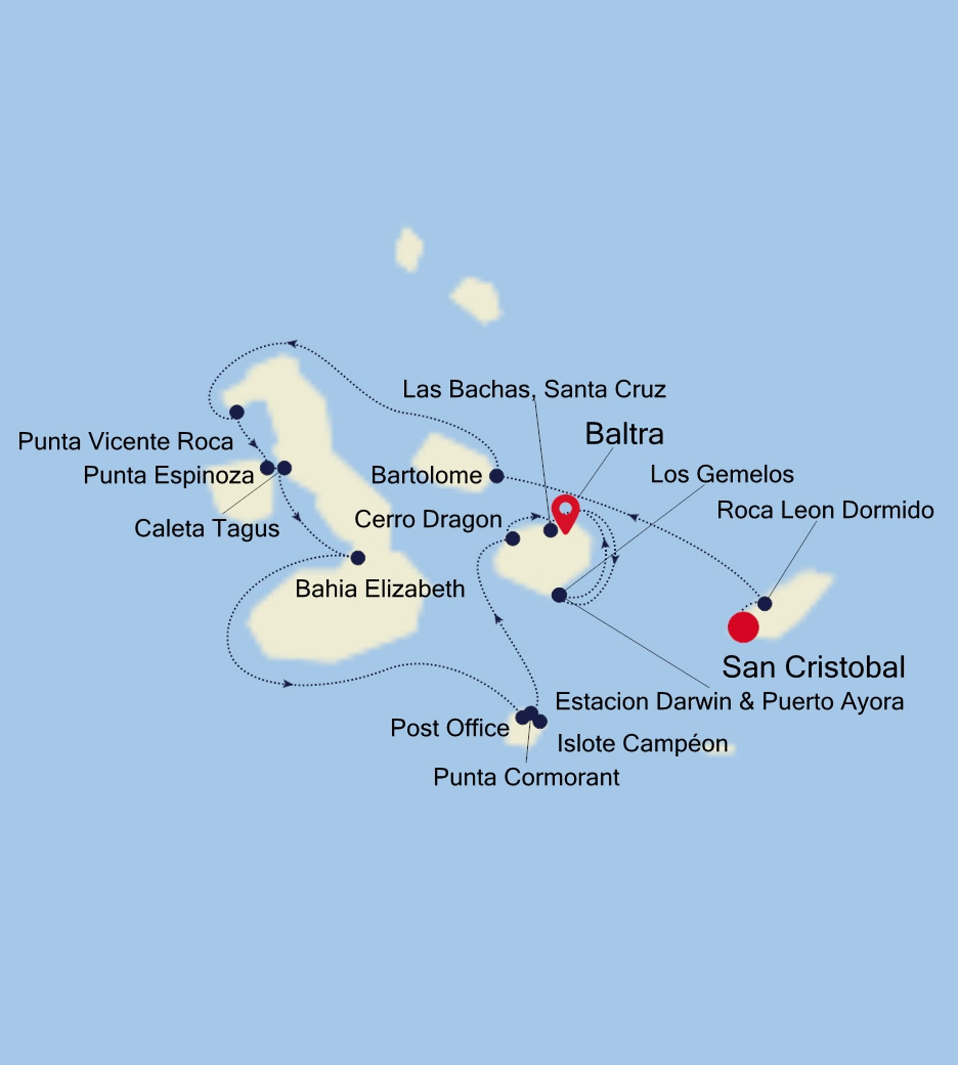 7 Days | San Cristobal to Baltra | Nov 23, 2019 San Cristobal to Baltra Map