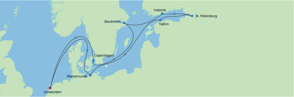 12 Nights | Roundtrip Amsterdam | Jul 18, 2021 Roundtrip Amsterdam Map